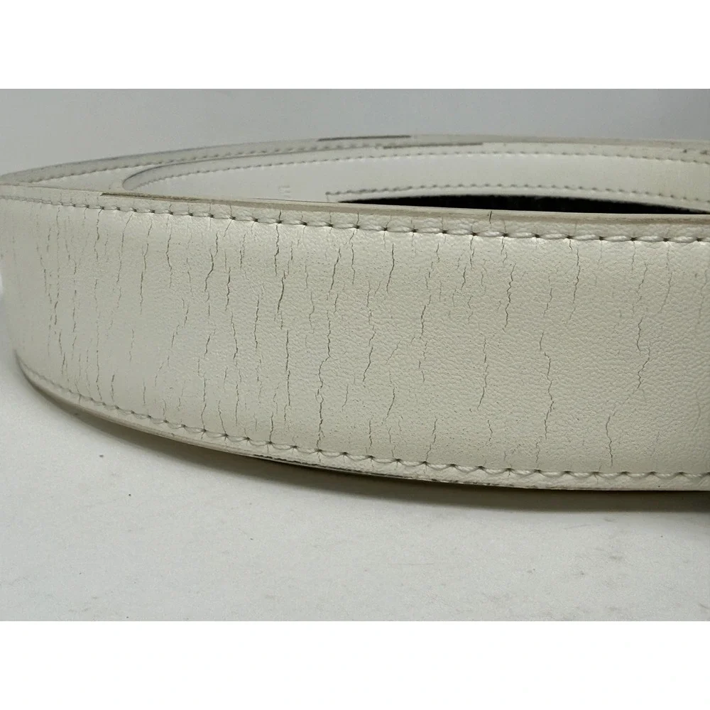 Mission Belt Mens White Leather Ratchet Belt Silver Buckle B140 40